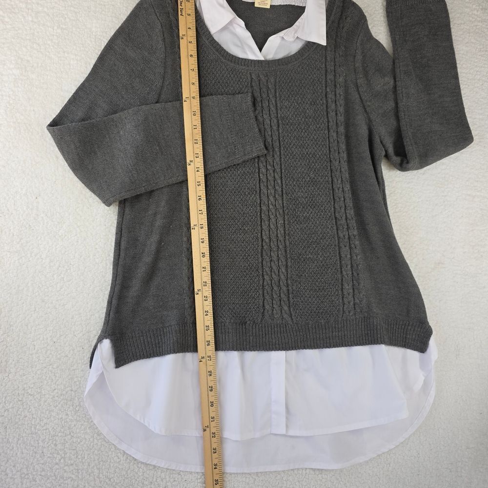 Faded Glory Women's Gray Knit Sweater with White Collared Shirt Layer Size XXL - Picture 12 of 15